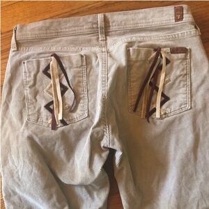 7 for All mankind vintage corduroy jeans, size 29, Bow embellishments on back